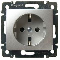 Розетка с заземлением без рамки Legrand Valena 1-м. алюминий картинка